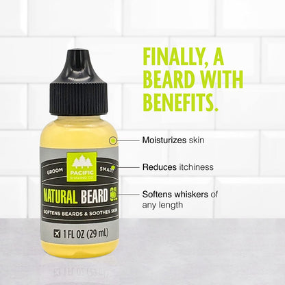 Pacific Shaving Company Natural Beard Oil - Beard Moisturizer & Conditioner for Men - Grooming Oil to Reduce Itchiness & Soothe Skin (1 Fl Oz)