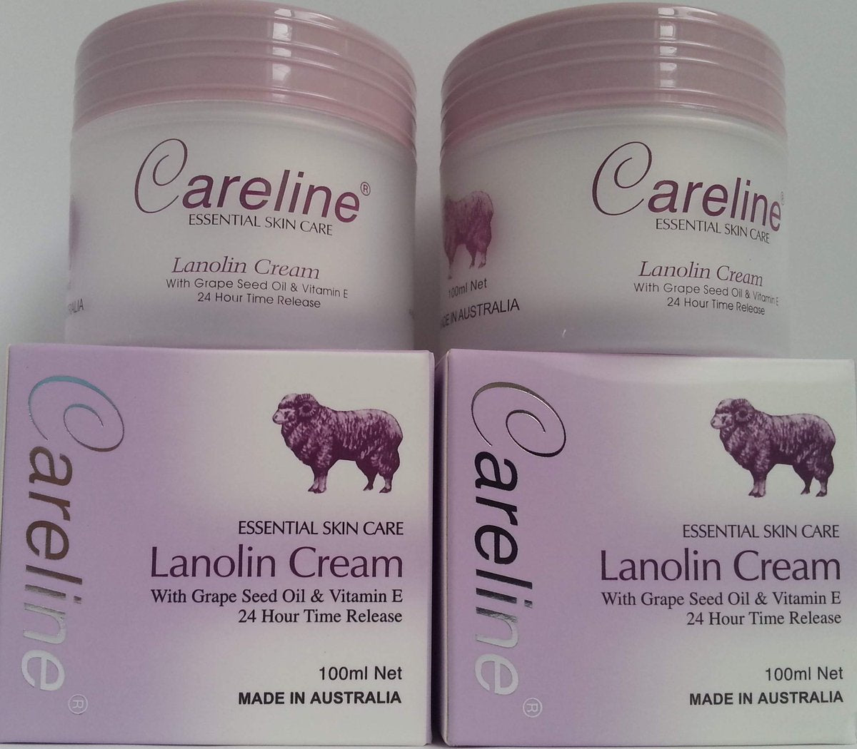 Careline Lanolin Cream with Grape Seed Oil & Vitamin E 100ml (Pack of 2) - görsel 1