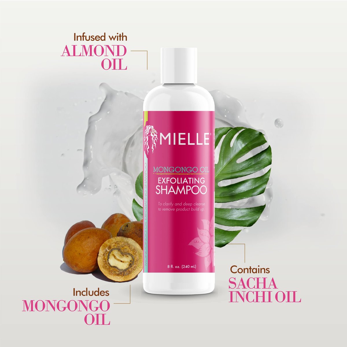 Mielle Organics Mongongo Oil Exfoliating Hair Shampoo - Sulfate-Free Scalp Exfoliator for Build-Up Removal, 8 oz - görsel 5