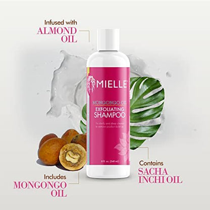 Mielle Organics Mongongo Oil Exfoliating Hair Shampoo - Sulfate-Free Scalp Exfoliator for Build-Up Removal, 8 oz