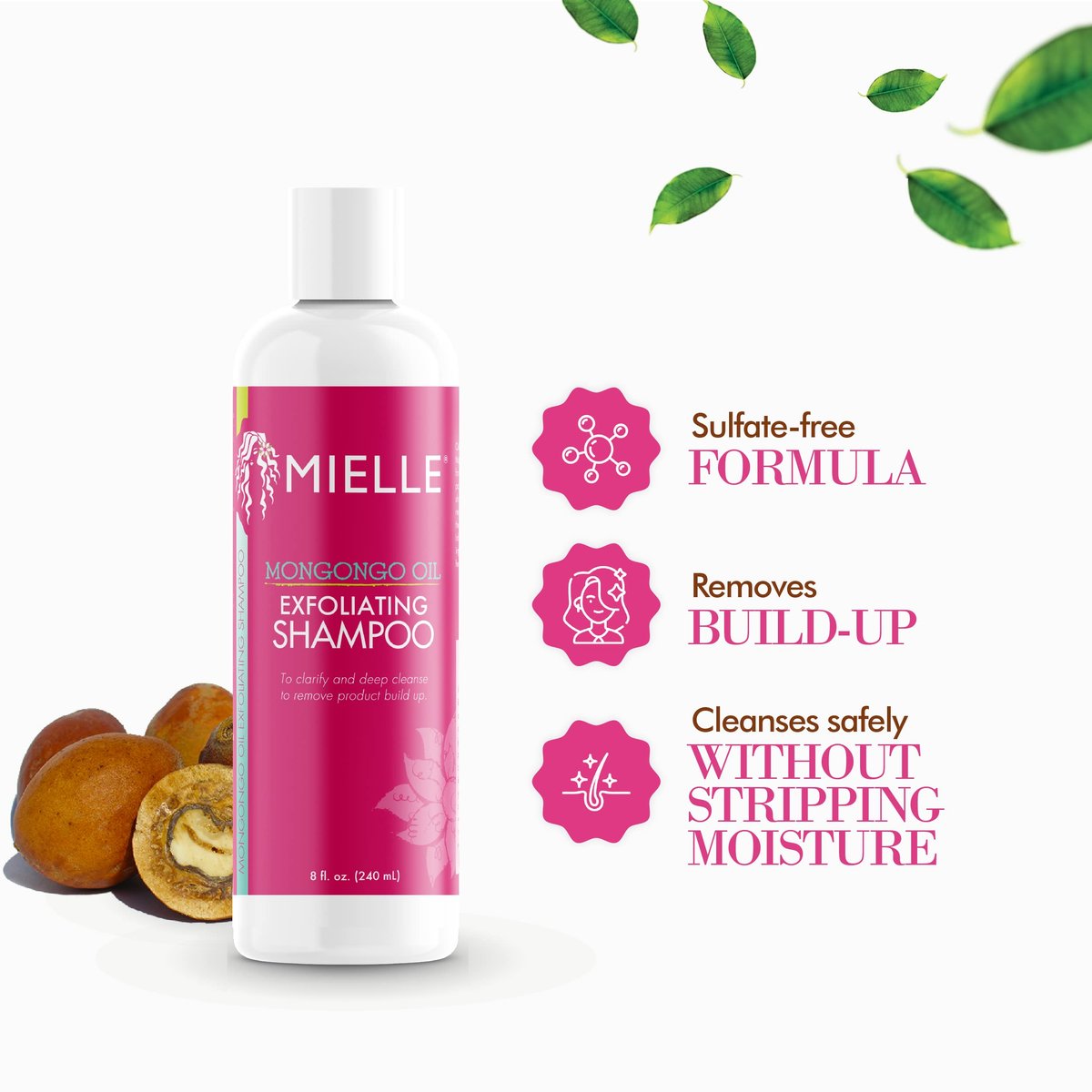Mielle Organics Mongongo Oil Exfoliating Hair Shampoo - Sulfate-Free Scalp Exfoliator for Build-Up Removal, 8 oz - görsel 7