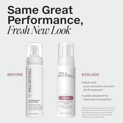 Paul Mitchell Invisiblewear Extra-Body Whip Conditioning Mousse for Fine Hair – Humidity Resistance, Natural Finish – 6.8 fl. oz Avelisse