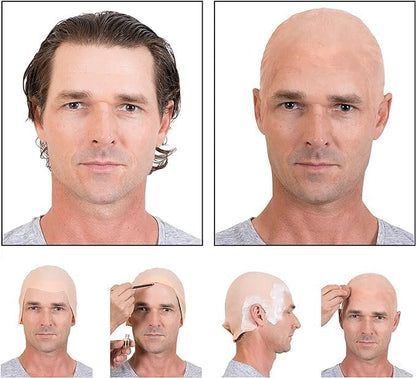 Kangaroo Latex Bald Cap for Adults - Realistic Tan Beige Head Skin Wig Cap for Men and Women - Theatrical, Cosplay & Costume Accessory