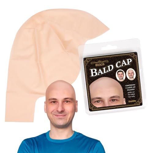 Kangaroo Latex Bald Cap for Adults - Realistic Tan Beige Head Skin Wig Cap for Men and Women - Theatrical, Cosplay & Costume Accessory - görsel 6