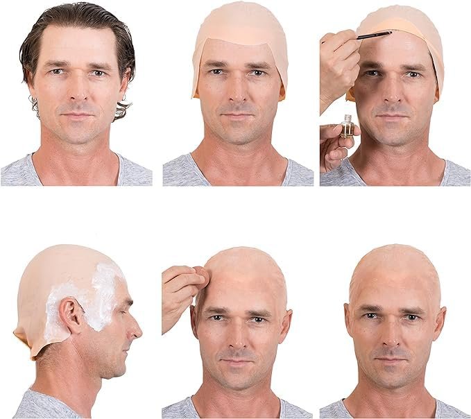 Kangaroo Latex Bald Cap for Adults - Realistic Tan Beige Head Skin Wig Cap for Men and Women - Theatrical, Cosplay & Costume Accessory - görsel 9