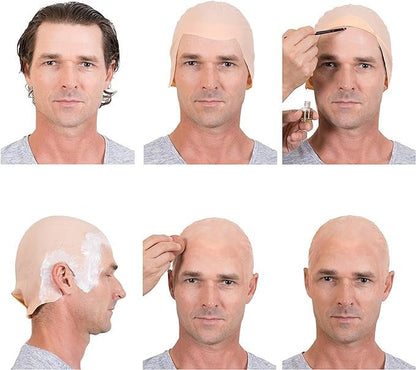 Kangaroo Latex Bald Cap for Adults - Realistic Tan Beige Head Skin Wig Cap for Men and Women - Theatrical, Cosplay & Costume Accessory