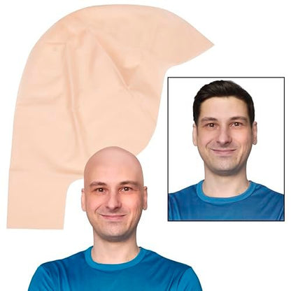 Kangaroo Latex Bald Cap for Adults - Realistic Tan Beige Head Skin Wig Cap for Men and Women - Theatrical, Cosplay & Costume Accessory