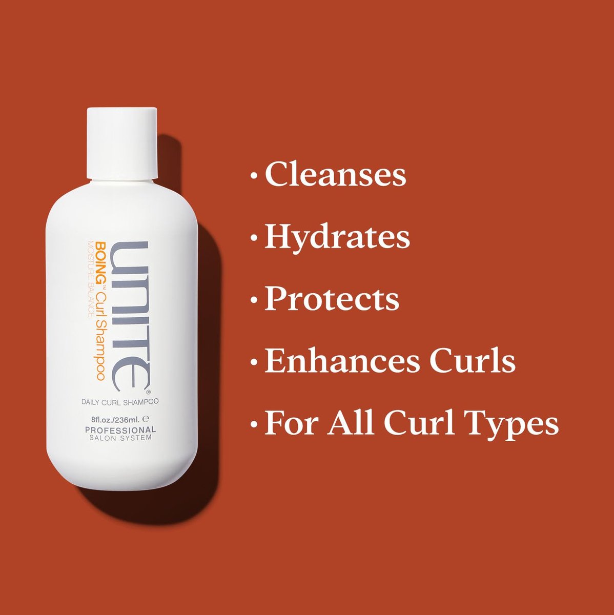 UNITE Hair BOING Curl Shampoo – Hydrating Cleanser for Wavy, Curly & Coily Hair – 8 Fl Oz Avelisse