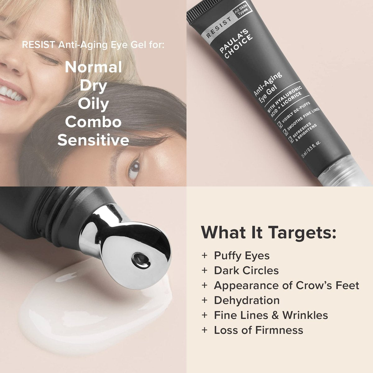 Paula's Choice RESIST Anti-Aging Eye Gel – Hyaluronic Acid for Dark Circles, Puffy Eyes & Fine Lines Avelisse