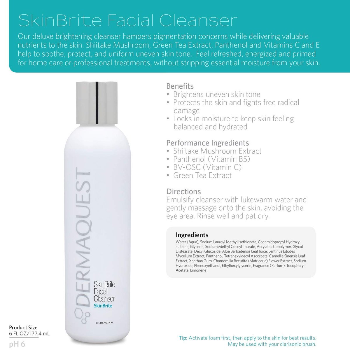 DermaQuest SkinBrite Facial Cleanser – Hydrating & Brightening Wash for Uneven Skin Tone & Hyperpigmentation (6 oz) - görsel 11
