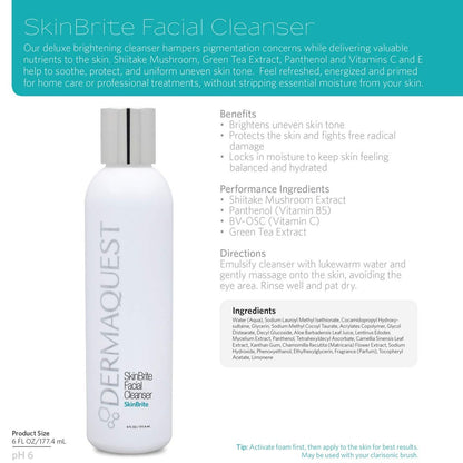 DermaQuest SkinBrite Facial Cleanser – Hydrating & Brightening Wash for Uneven Skin Tone & Hyperpigmentation (6 oz)