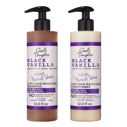 Carol's Daughter Black Vanilla Sulfate Free Shampoo and Conditioner Set for Curly, Wavy or Natural Hair, Moisturizing Hair Care for Dry, Damaged Split Ends, 12 Fl Oz Each Avelisse