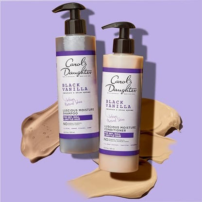 Carol's Daughter Black Vanilla Sulfate Free Shampoo and Conditioner Set for Curly, Wavy or Natural Hair, Moisturizing Hair Care for Dry, Damaged Split Ends, 12 Fl Oz Each Avelisse
