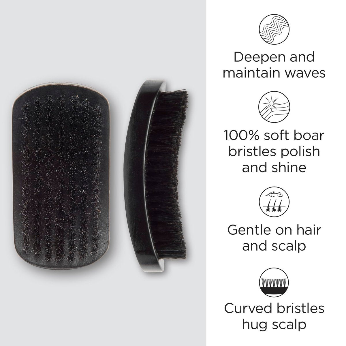 Diane 100% Boar Bristle Curved Brush for Detangling, Smoothing, and Restoring Shine - For Fine to Medium Hair, Men and Women - görsel 3