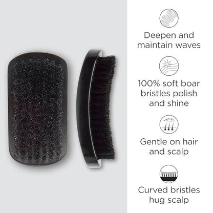 Diane 100% Boar Bristle Curved Brush for Detangling, Smoothing, and Restoring Shine - For Fine to Medium Hair, Men and Women