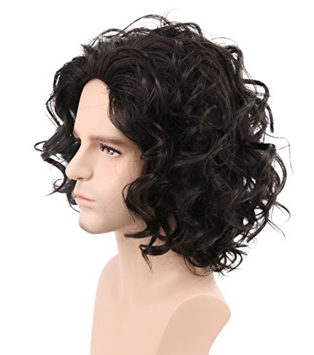 karlery Men's Black Short Curly Fluffy Wig - Halloween Cosplay Wig Costume Party Wig - görsel 8