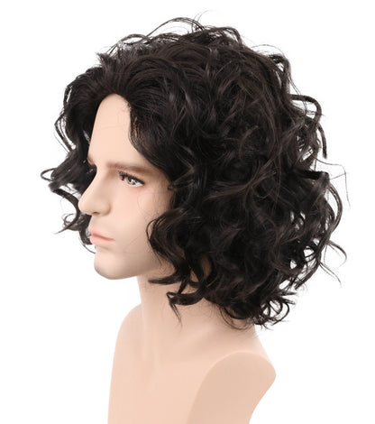 karlery Men's Black Short Curly Fluffy Wig - Halloween Cosplay Wig Costume Party Wig