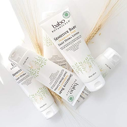 Babo Botanicals Sensitive Baby Fragrance-Free Daily Hydrating Baby Lotion - EWG Verified, Vegan, for Body & Face - 8 fl oz