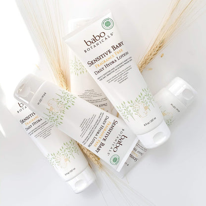 Babo Botanicals Sensitive Baby Fragrance-Free Daily Hydrating Baby Lotion - EWG Verified, Vegan, for Body & Face - 8 fl oz