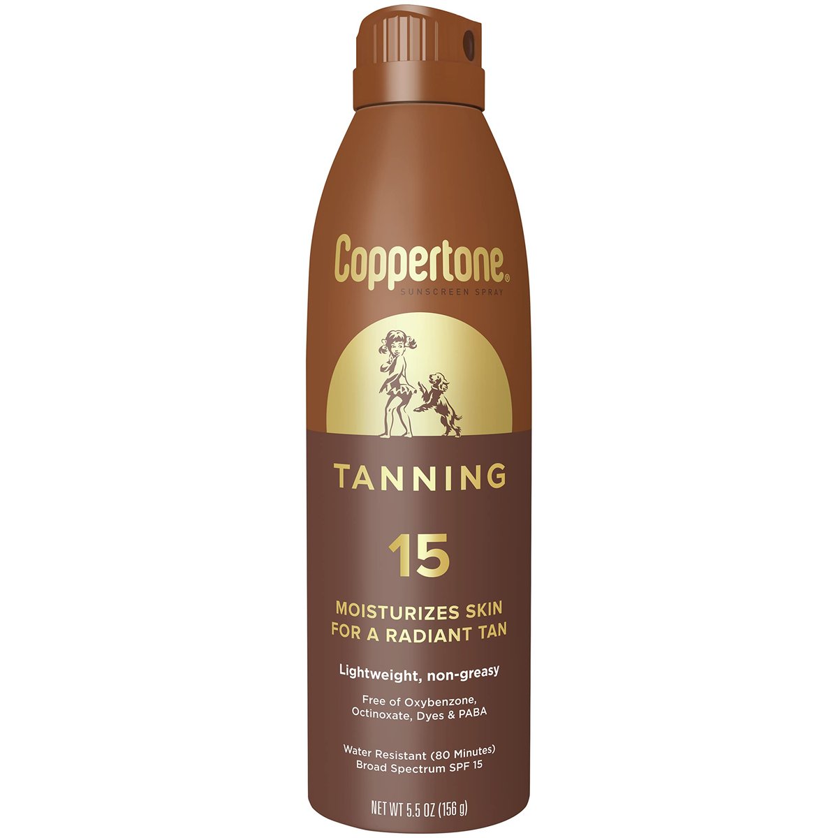 Coppertone Tanning Sunscreen Spray SPF 15, Water Resistant, Lightweight & Non-Greasy, 5.5 oz - görsel 1