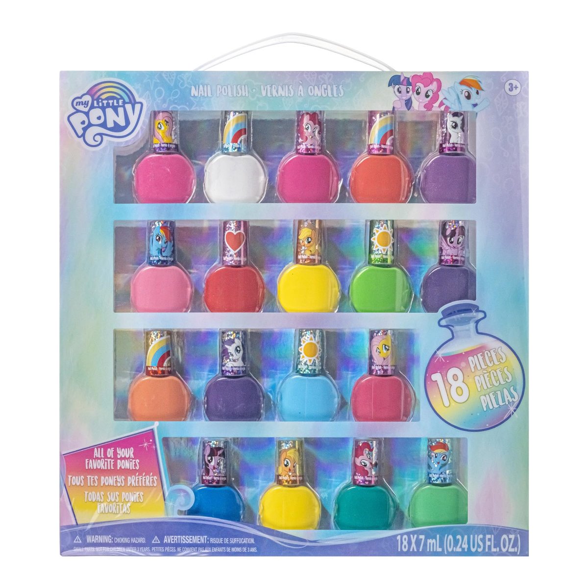 My Little Pony Water Based Peel-Off Nail Polish Set - 18 Non-Toxic Colors for Girls, Kids, Teens - Perfect for Parties, Sleepovers, and Makeovers - görsel 1