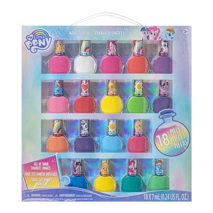 My Little Pony Water Based Peel-Off Nail Polish Set - 18 Non-Toxic Colors for Girls, Kids, Teens - Perfect for Parties, Sleepovers, and Makeovers