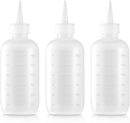 Bar5F Hair Color Applicator Bottles, 3-Pack, 6 oz Translucent Squeeze Dropper Bottle with Measuring Scale, BPA Free, Ideal for Salon, Oil, Hair Coloring, Scalp Treatment, Taming & Styling