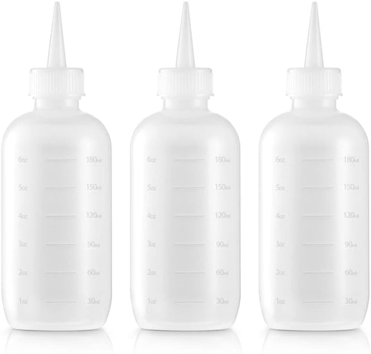 Bar5F Hair Color Applicator Bottles, 3-Pack, 6 oz Translucent Squeeze Dropper Bottle with Measuring Scale, BPA Free, Ideal for Salon, Oil, Hair Coloring, Scalp Treatment, Taming & Styling