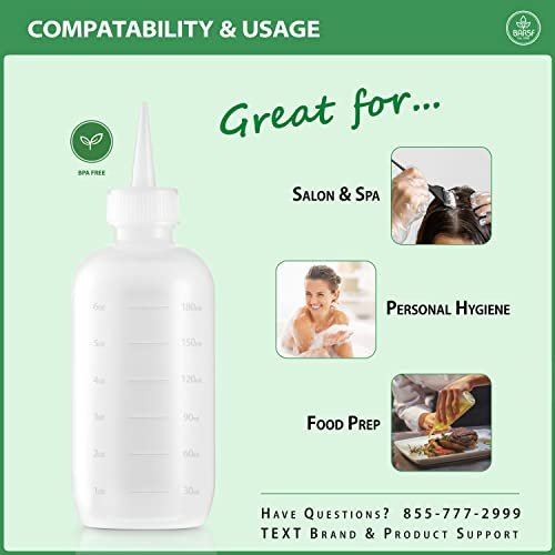 Bar5F Hair Color Applicator Bottles, 3-Pack, 6 oz Translucent Squeeze Dropper Bottle with Measuring Scale, BPA Free, Ideal for Salon, Oil, Hair Coloring, Scalp Treatment, Taming & Styling - görsel 4