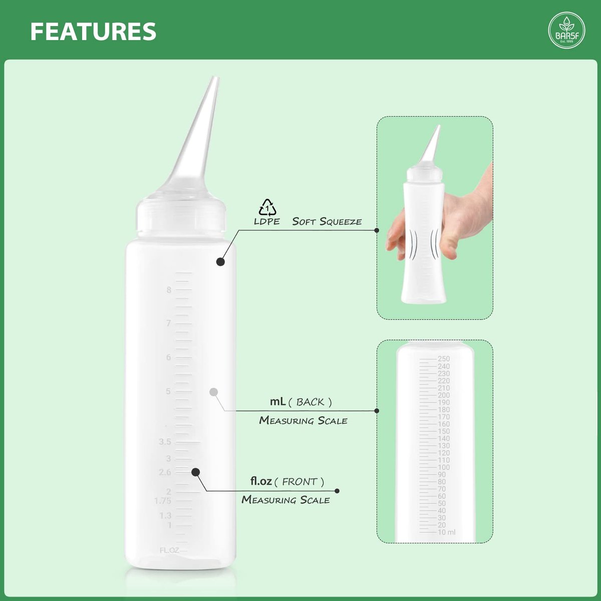 Bar5F Applicator Bottle with Angled Tip – 8.5 oz (Pack of 3) for Precise Application - görsel 6