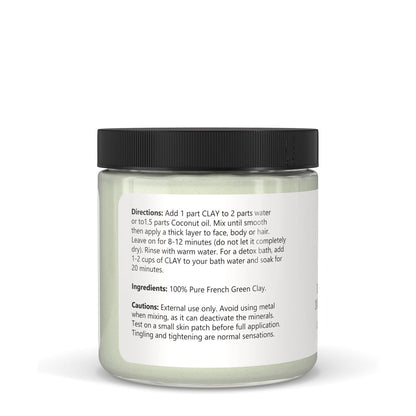 Clearly CLAY Deep Pore Cleansing Facial Mask | 100% Pure French Green Clay Powder for Acne, Blackheads, Dry & Oily Skin | Non-Drying Anti-Aging Natural Mineral Clay (Bulk 8 Oz)