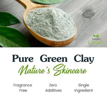 Clearly CLAY Deep Pore Cleansing Facial Mask | 100% Pure French Green Clay Powder for Acne, Blackheads, Dry & Oily Skin | Non-Drying Anti-Aging Natural Mineral Clay (Bulk 8 Oz)