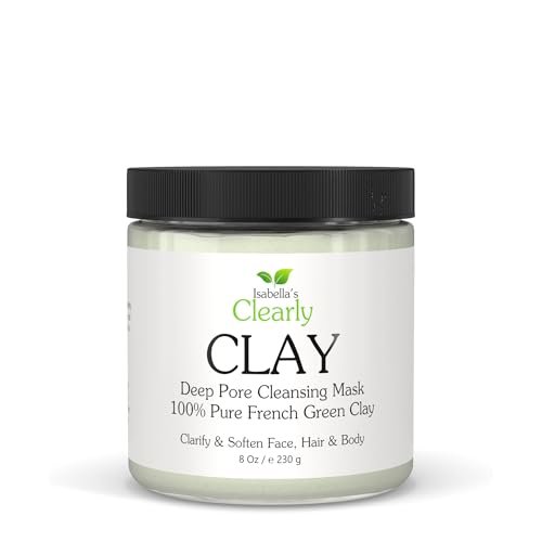 Clearly CLAY Deep Pore Cleansing Facial Mask | 100% Pure French Green Clay Powder for Acne, Blackheads, Dry & Oily Skin | Non-Drying Anti-Aging Natural Mineral Clay (Bulk 8 Oz) - görsel 2