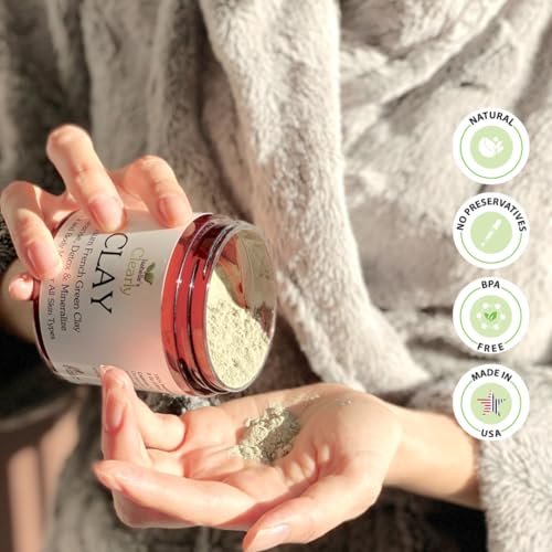 Clearly CLAY Deep Pore Cleansing Facial Mask | 100% Pure French Green Clay Powder for Acne, Blackheads, Dry & Oily Skin | Non-Drying Anti-Aging Natural Mineral Clay (Bulk 8 Oz) - görsel 12