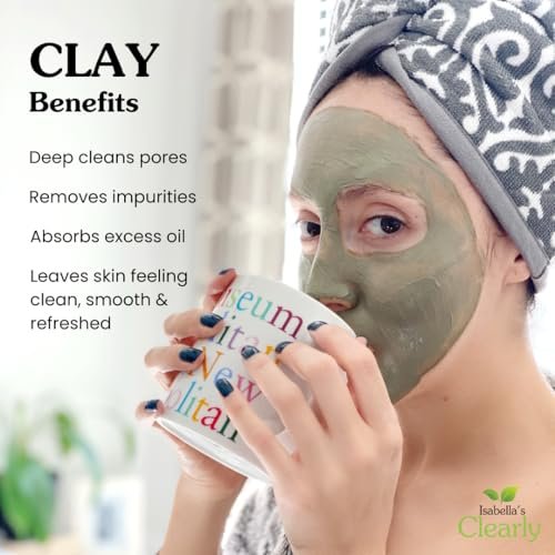 Clearly CLAY Deep Pore Cleansing Facial Mask | 100% Pure French Green Clay Powder for Acne, Blackheads, Dry & Oily Skin | Non-Drying Anti-Aging Natural Mineral Clay (Bulk 8 Oz) - görsel 4