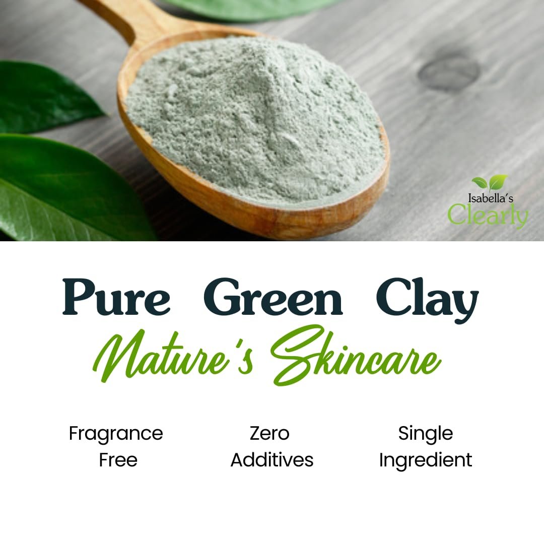 Clearly CLAY Deep Pore Cleansing Facial Mask | 100% Pure French Green Clay Powder for Acne, Blackheads, Dry & Oily Skin | Non-Drying Anti-Aging Natural Mineral Clay (Bulk 8 Oz) - görsel 5