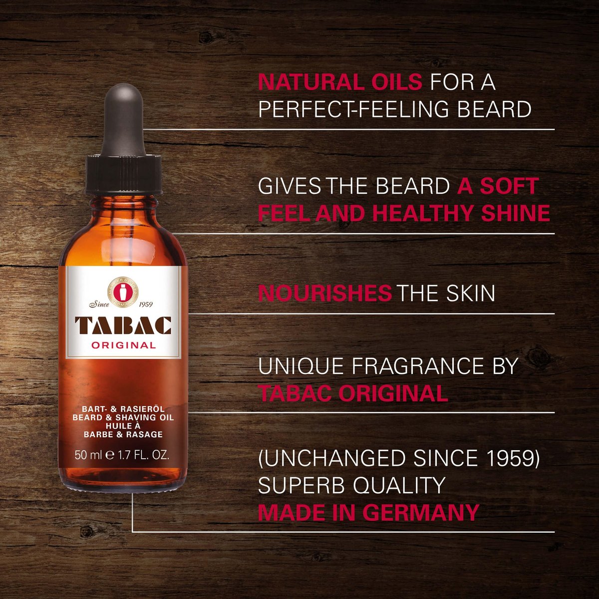 Tabac Original Beard Oil by Maurer & Wirtz – 50ml / 1.7 Fl Oz - görsel 3