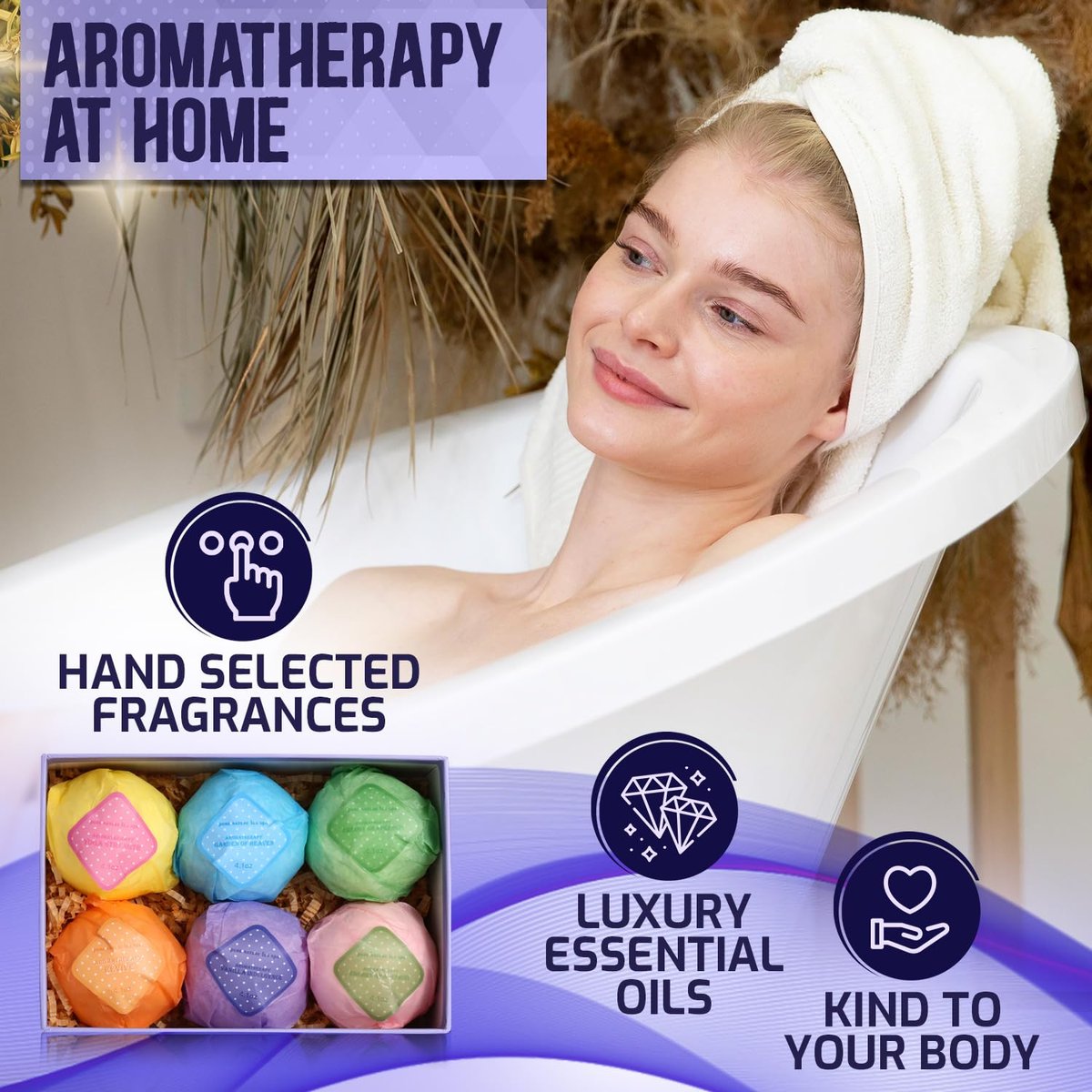 Bath Bombs Gift Set - Ultra Bubble XXL Fizzies (6 x 4.1 oz) with Natural Dead Sea Salt, Cocoa & Shea Essential Oils - Best Birthday Gift for Her/Him, Wife, Girlfriend, Women, Kids Avelisse