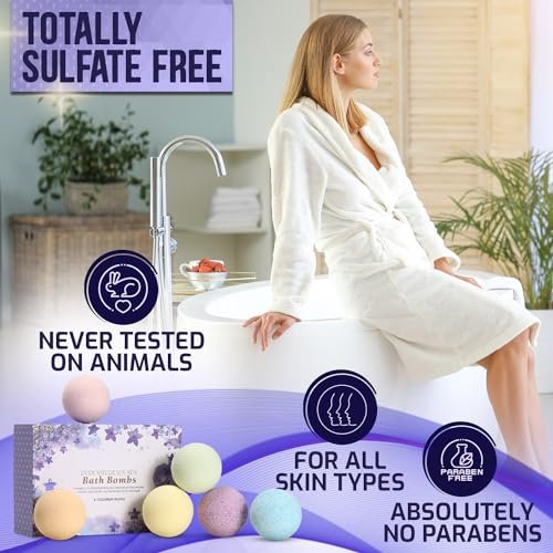 Bath Bombs Gift Set - Ultra Bubble XXL Fizzies (6 x 4.1 oz) with Natural Dead Sea Salt, Cocoa & Shea Essential Oils - Best Birthday Gift for Her/Him, Wife, Girlfriend, Women, Kids Avelisse