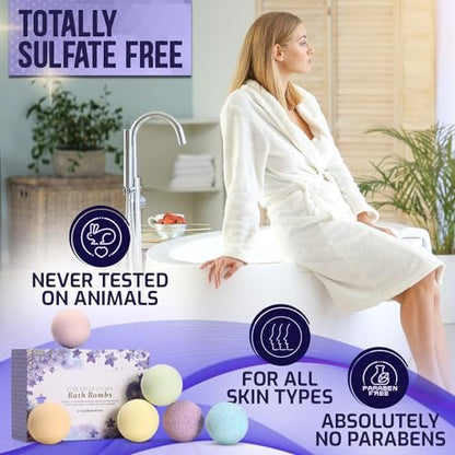 Bath Bombs Gift Set - Ultra Bubble XXL Fizzies (6 x 4.1 oz) with Natural Dead Sea Salt, Cocoa & Shea Essential Oils - Best Birthday Gift for Her/Him, Wife, Girlfriend, Women, Kids Avelisse