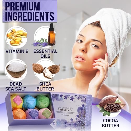Bath Bombs Gift Set - Ultra Bubble XXL Fizzies (6 x 4.1 oz) with Natural Dead Sea Salt, Cocoa & Shea Essential Oils - Best Birthday Gift for Her/Him, Wife, Girlfriend, Women, Kids Avelisse