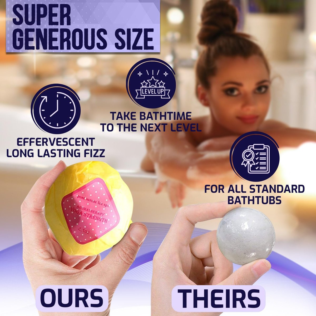 Bath Bombs Gift Set - Ultra Bubble XXL Fizzies (6 x 4.1 oz) with Natural Dead Sea Salt, Cocoa & Shea Essential Oils - Best Birthday Gift for Her/Him, Wife, Girlfriend, Women, Kids Avelisse