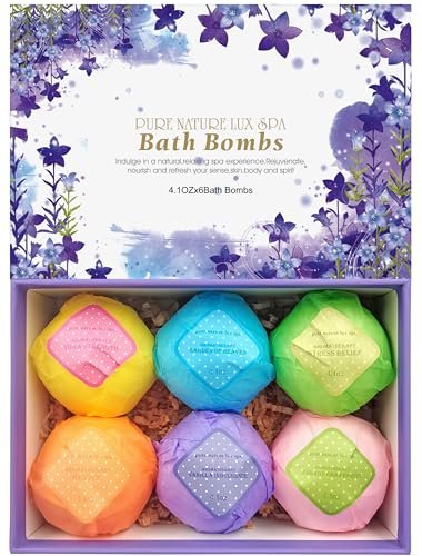 Bath Bombs Gift Set - Ultra Bubble XXL Fizzies (6 x 4.1 oz) with Natural Dead Sea Salt, Cocoa & Shea Essential Oils - Best Birthday Gift for Her/Him, Wife, Girlfriend, Women, Kids Avelisse