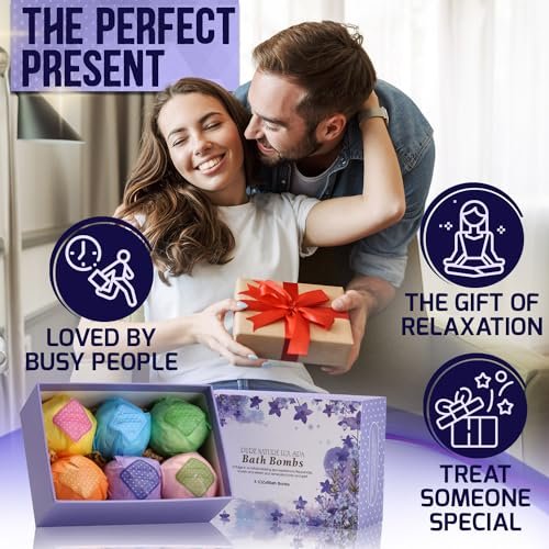 Bath Bombs Gift Set - Ultra Bubble XXL Fizzies (6 x 4.1 oz) with Natural Dead Sea Salt, Cocoa & Shea Essential Oils - Best Birthday Gift for Her/Him, Wife, Girlfriend, Women, Kids Avelisse