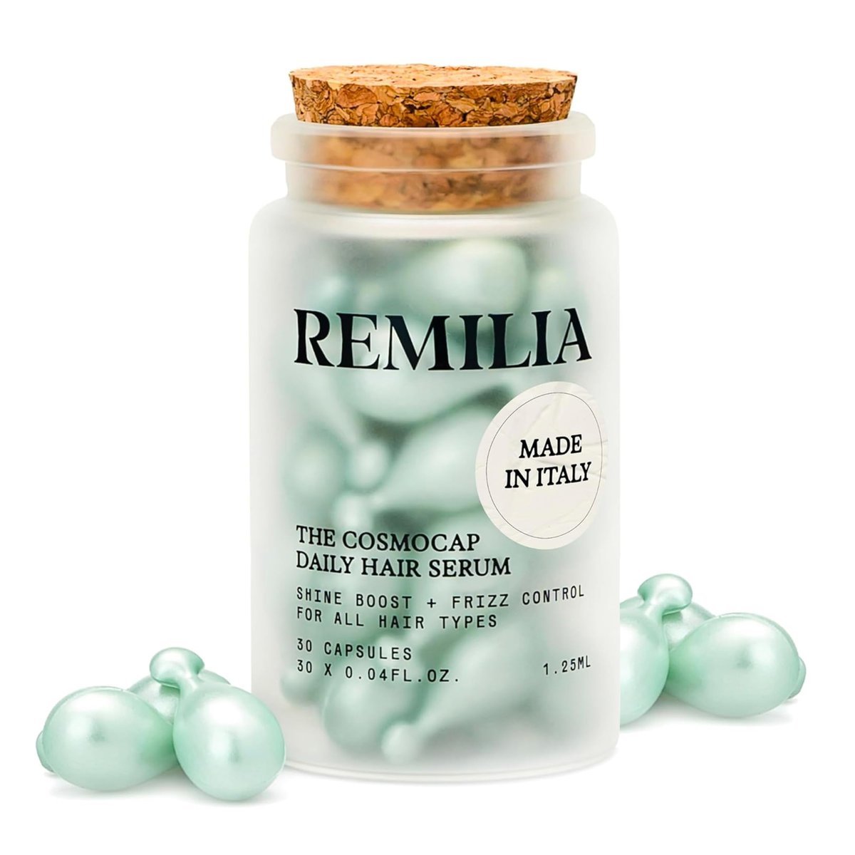 Remilia The Cosmocap Daily Hair Serum Capsules with Pro-Vitamin B5, Silk Protein & Keratin Amino Acids - Lightweight Frizz Control & Shine - 30 Capsules Avelisse