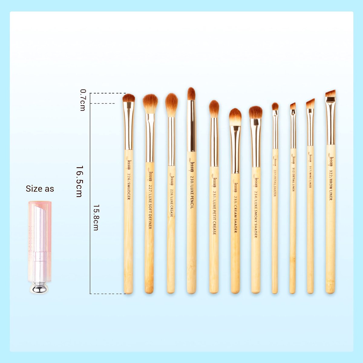 Jessup 15-Piece Bamboo Eye Makeup Brushes Set - Premium Synthetic Eyeshadow Blending, Concealer, Eyebrow & Eyeliner Brushes - görsel 15