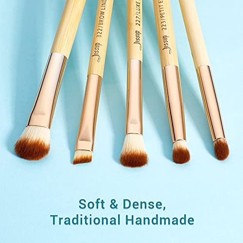 Jessup 15-Piece Bamboo Eye Makeup Brushes Set - Premium Synthetic Eyeshadow Blending, Concealer, Eyebrow & Eyeliner Brushes - görsel 8