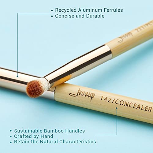 Jessup 15-Piece Bamboo Eye Makeup Brushes Set - Premium Synthetic Eyeshadow Blending, Concealer, Eyebrow & Eyeliner Brushes - görsel 10
