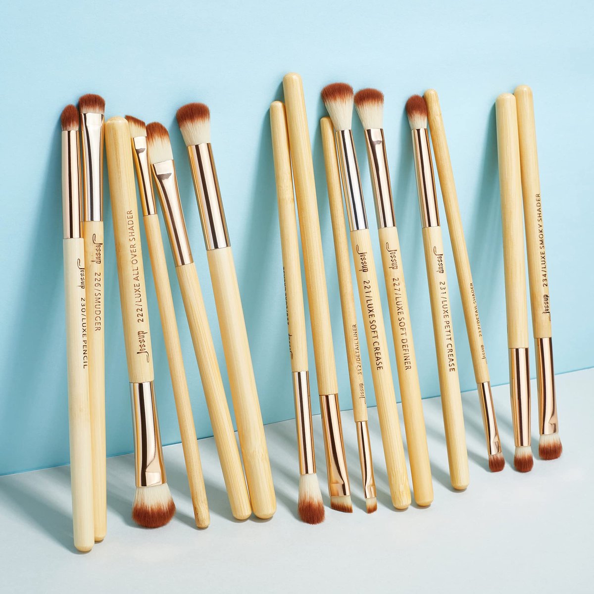Jessup 15-Piece Bamboo Eye Makeup Brushes Set - Premium Synthetic Eyeshadow Blending, Concealer, Eyebrow & Eyeliner Brushes - görsel 13