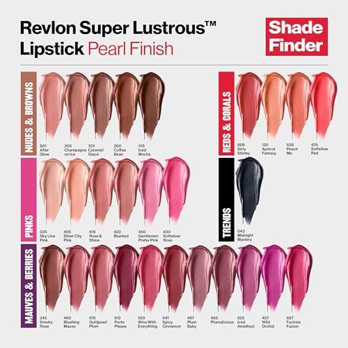 Revlon Super Lustrous Lipstick, Creamy Formula for Soft, Fuller-Looking Lips, Moisturized Feel, 043 Midnight Mystery, 0.15 oz - görsel 10